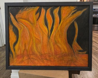 Original Charcoal Drawing: Untamed Flame