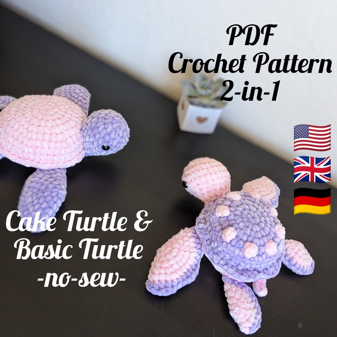 Crochet Turtle No-sew Turtle &amp; Cake Turtle Crochet Pattern PDF ...