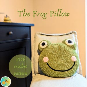 Frog Crochet Pillow Pattern - Cute Amigurumi Cushion - Kawaii Frog Plush PDF - Easz Animal Crochet Pattern - DIY Home Decor (English&German)