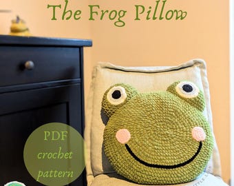 Frog Crochet Pillow Pattern – Amigurumi Cushion PDF (English & German)