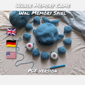 Whale Memory Game PDF crochet Pattern - low-sew / Wal Memory Spiel PDF Häkelanleitung - wenig nähen