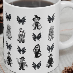 Horror Movie Halloween Mug, Coffee Cup, Gifts for her, Spooky, Chucky, Jason, Freddy, Leprechaun, Ghostface, Scream, Michael Myers