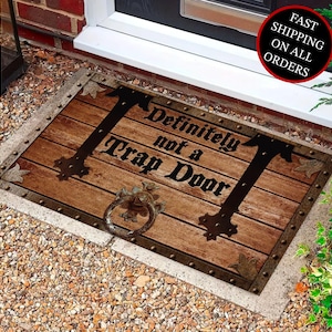 Definitely Not A Trap Door Doormat, Gamer Gift, Indoor Outdoor Rug, Funny Housewarming Gift, Porch Decor, Fathers Day, For Dad, Gamer Dad