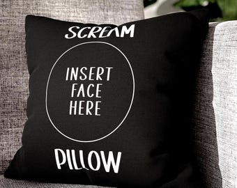 Lustiger Screme Kissenbezug: Einfügen Gesicht Dekokissen - Horror Fan Geschenk