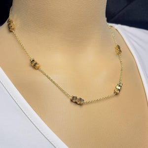 Lava Stone Choker, Gold Chain, Volcanic Beads, Pyrite Raw Fool’s Gold Cube Jewelry, Dainty, Natural Stone Boho Gemstone Gift for Her