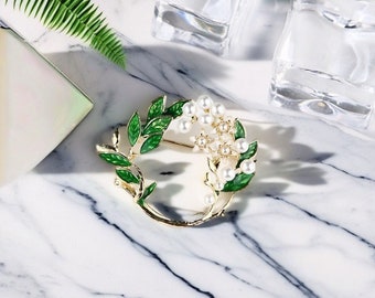 Broche de gardenia de aleación de esmalte con goteo de aceite, sencillo y moderno, broche para mujer, accesorios, regalos para ella