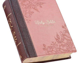 KJV Bible | Note Taking Bible | King James Version Bible | Brown/Pink Faux Leather