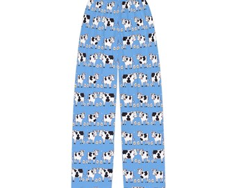 Blue Dairy Cow Kids Pajama Pants, Toddler & Kids Cow Print Lounge Sleep Pants, Matching Family Cow Pajama Pants, Kids Cow Apparel, Cow Love