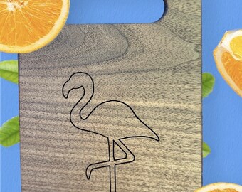 Wood Cutting Board, Cheeseboard, Portable Cutting Board, Small Serving Plate With Handle Flamingo