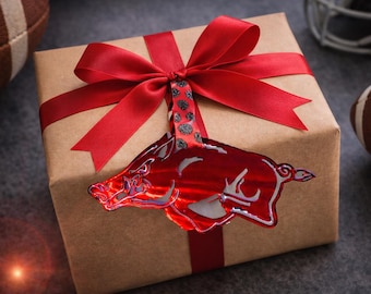 Arkansas Razorback Steel Ornament Red Powder Coated Christmas Ornament Handmade Gift for Razorback Fans Licensed Seller