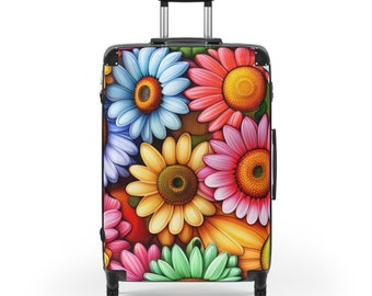 Vibrant Daisy Flowers Hardshell Suitcase Travel with Faith and Style - Flower Suit Case, Ladies Luggage, TSA Approved Lock