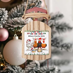 Custom Sled Ornament Christmas Sled Decor Personalized Gift Sled Ornament Christmas Family Ornament Custom Ornament Gift