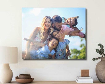 Gepersonaliseerde familiefoto canvasafdruk, aangepaste muurdecoratie