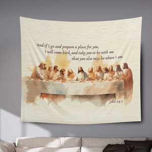Christian Hanging Wall Tapestry, Bible Verse Wall Decor, Living Room Bedroom Tapestry Wall Hanging, The Last Supper Tapestry Wall Decor
