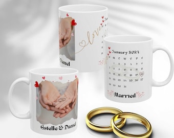 Personalized Wedding Photo Mug, Mr and Mrs Gift