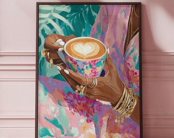 Printable Wall Art, Digital Download Home Décor, Instant Download Wall Print, Coffee Poster, Living Room Decor, Bedroom Oil Painting