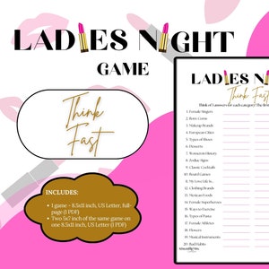 Ladies Night Think Fast Game | Party Game | Girl&#39;s Night Games | Adult Games | Games For Her | Party Games | Game Night