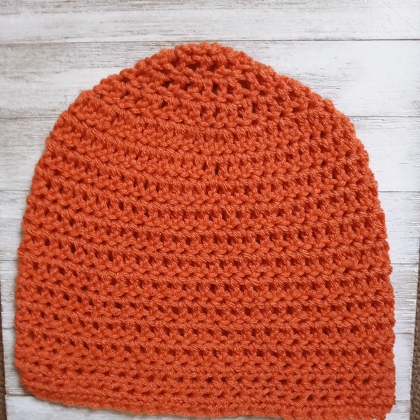 Crochet Beanie, Orange Beanie