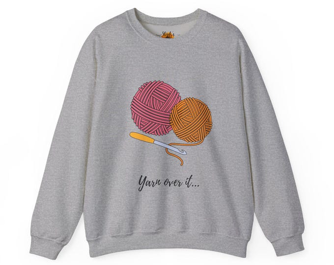 Featured listing image: Sweatshirt, crochet, yarn ball, yarn over it crochet shirt