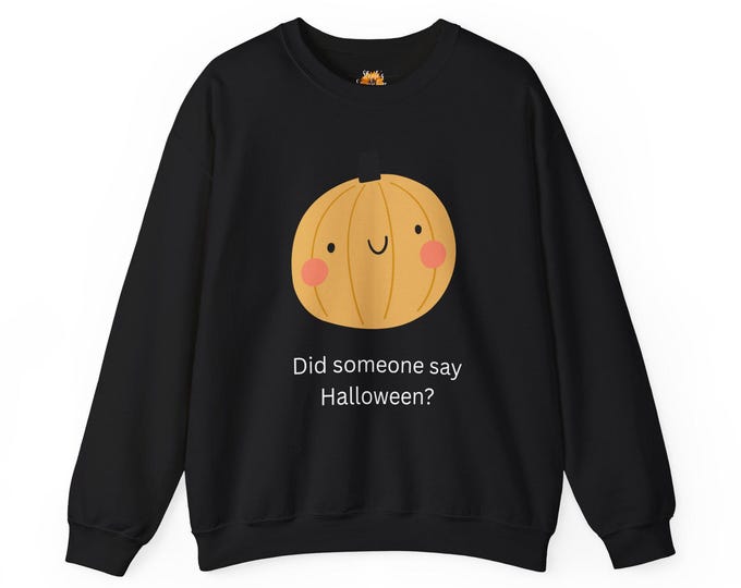 Featured listing image: Happy Pumpkin Halloween Sweatshirt - Cozy Fall & Spooky Season Fun, Unisex Heavy Blend™ Crewneck Sweatshirt