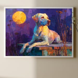 Kunstafdruk fauvistische stijl van crème labrador retriever van Big Moon | Cadeau: