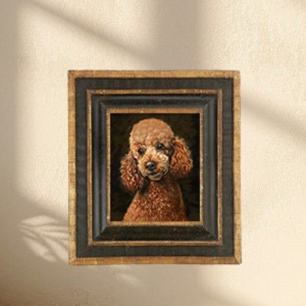 Caniche miniature rouge, impression giclée, décoration d'intérieur traditionnelle, peinture à l'huile clair-obscur, cadeau de style grande 17 x 23 po, livraison gratuite aux États-Unis