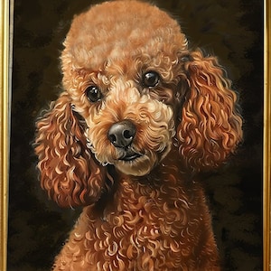 Red Miniature Poodle Art Giclée Print Traditional Home Decor Oil Painting Style Large 17&quot; x 23&quot;  perfect gift for pet owner
