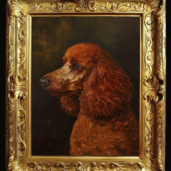 Red Standard Poodle Art Giclée Print Traditional Home Decor Chiaroscuro Oil Painting Style Mother Day Gift for Up to 15" x 20" free ship USA