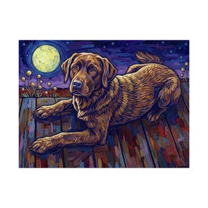 Maximalist Fauvist Haustier Porträt Brauner Labrador Retriever Hund | Perfektes Geschenk für Fur Baby Eltern