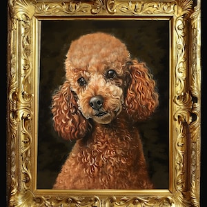 Red Miniature Poodle Art Giclée Print Traditional Home Decor Oil Painting Style Gift perfect gift for pet lover owner