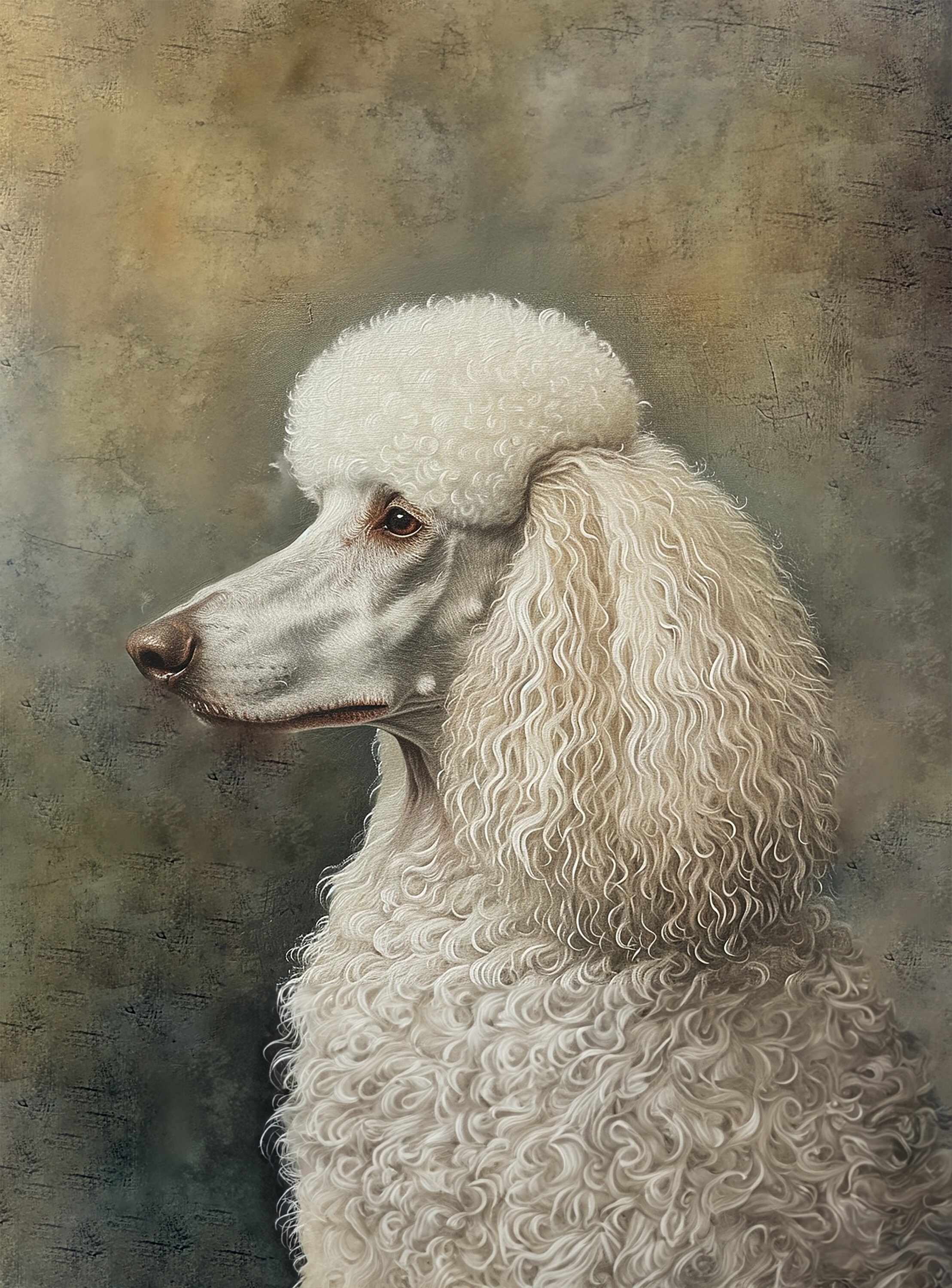 White Standard Poodle Art Print, Elegant Dog Portrait, Traditional ...