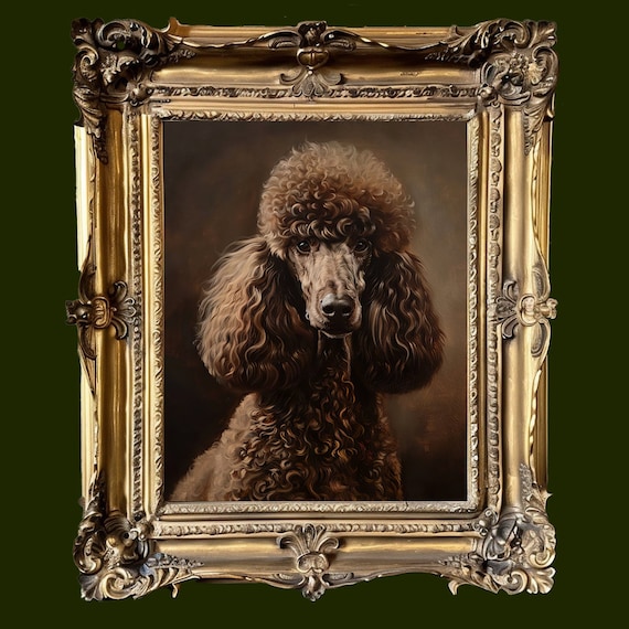 Brown Standard Poodle Art Giclée Print, Oil Painting Style, Museum Quality, Archival Paper Ink | Poedel Pudel