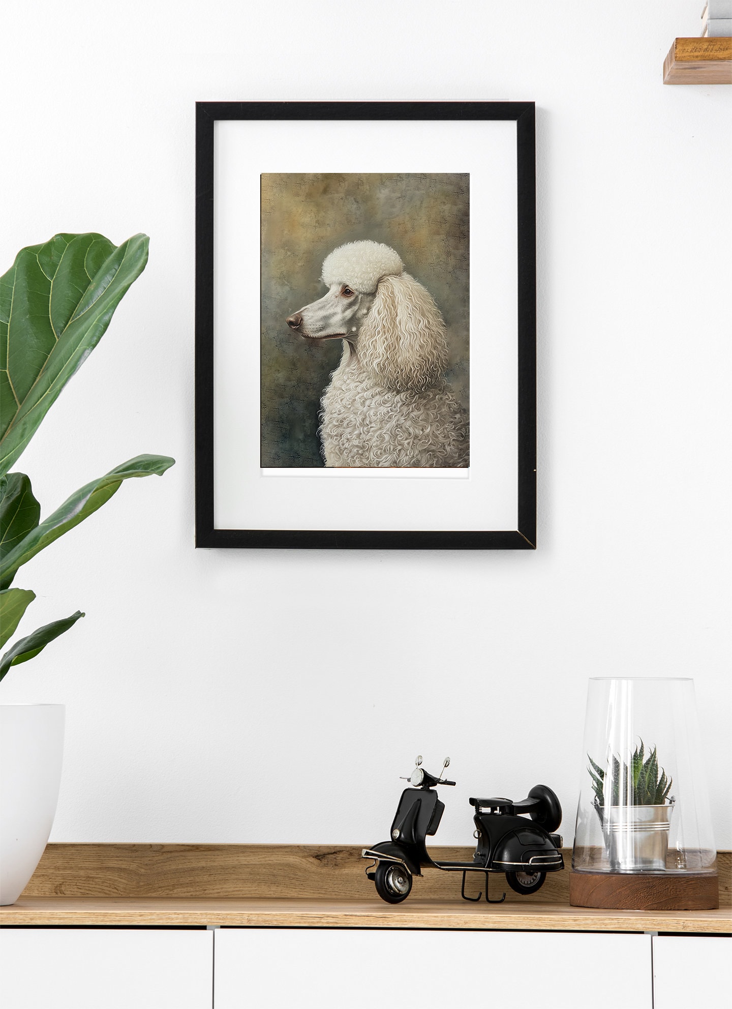 White Standard Poodle Art Print, Elegant Dog Portrait, Traditional ...