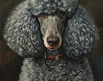 Silver Standard Poodle Art Giclée Print Traditional Home Decor  Oil Painting Style | Poedel Pudel