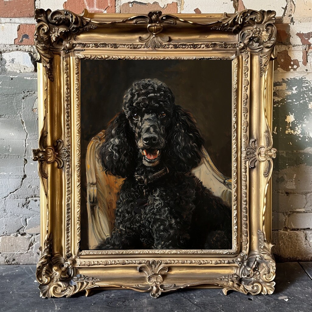 Black Standard Poodle Art Giclée Print: Royal Pet Portrait - Etsy
