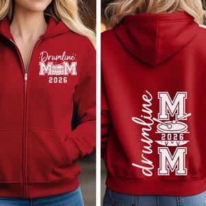 Drumline Mom Zip Hoodie: Cotton-Blend Hooded JacketSenior Band Mom Hooded Sweatshirt For Drumline Band Mom