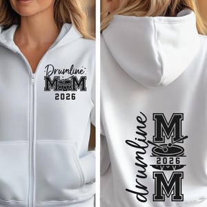 Drumline Mom Zip Hoodie: Cotton-Blend Women&#39;s Jacket, Sweatshirt Jacket For Drumline Mom, Drumline Mom Gift