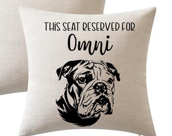 Personalized Bulldog Pillow,Dog Lover Gift, Custom Bulldog Pet Name Pillow, Gift for Dog Animal Lover, Personalized Pet Gifts
