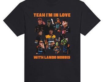 Ja, ik ben verliefd op Lando Norris - Zwaargewicht unisex T-shirt met ronde hals