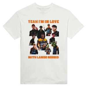 Ja, ik ben verliefd op Lando Norris Zwaargewicht unisex T-shirt met ronde hals afbeelding 2