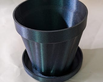 Self-Watering Plant Pots Set | Modern 3D Printed Planter, Drainage Tray