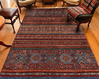 Rainbow Colored Geometric Patterned Rug, Carpet Area Rugs For Living Room, Runner Rug For Kitchen, Washable Non Slip Rug, Multi Color Rug