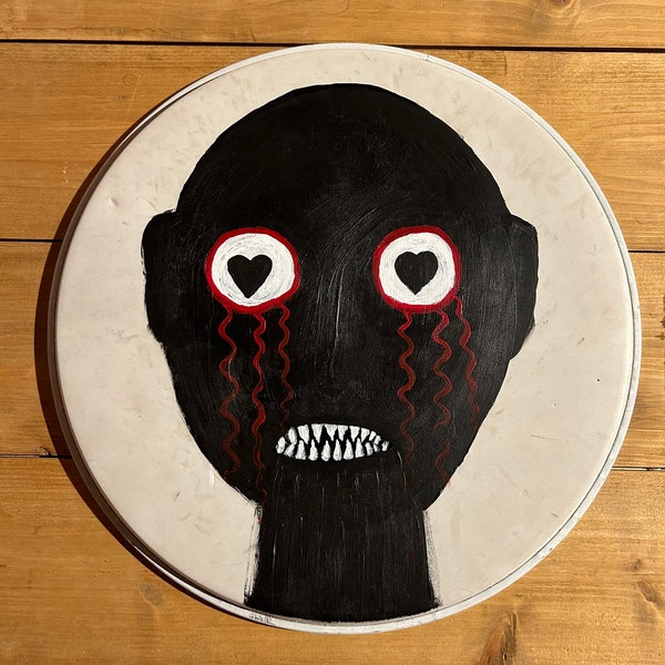 Crying Lover - Acrylic Paint on drumhead - Inspired by Better Lovers [Upcycled drumhead]