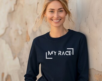 My Race Cotton Long Sleeve Running Tee - Inspirational Gift