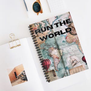 Run the World Spiralblock, Reisetagebuch, Abenteuertagebuch, Geschenk für Studenten, Schulbedarf, Notizbuch, Notizbuch, Notizbuch