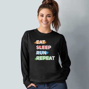 Camiseta de manga larga Eat Sleep Run Repeat, camiseta de manga larga para correr, camiseta inspiradora para correr, camiseta motivacional, regalo para corredores