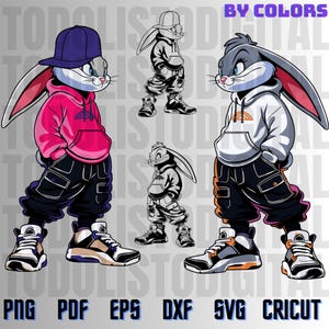 Vectorized bad rabbit cartoon package, designs for prints or stickers in png, pdf, eps, dxf, svg, cricut, vector format