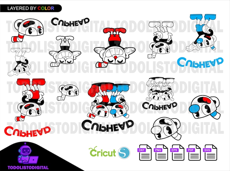 May include: A digital graphic design featuring multiple cartoon character illustrations in various poses. The characters are primarily white with black accents, red, and blue details. The word "Спльневр" is also included in the design, along with file type icons.