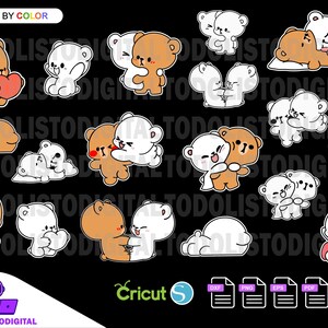 Pack d'adorables oursons d'amour | Fichiers Svg, EPS, PDF, PNG, DXF pour Cricut