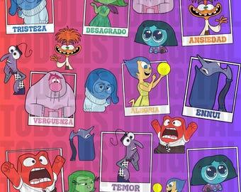 Può includere: Un'illustrazione colorata di varie emozioni, ciascuna in una cornice fotografica separata. Le emozioni includono tristezza, disgusto, paura, rabbia, gioia, vergogna, ansia, invidia, noia e colpa. L'illustrazione è in stile cartone animato e presenta colori vivaci.